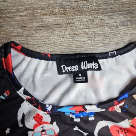 Boston Terrier Dogs 4th of July Americana Patriotic Print Dress Women's S - Picture 3 of 7